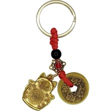 OEM Çin Feng Shui Şans ve Bereket Parası Maneki Neko Metal Anahtarlık