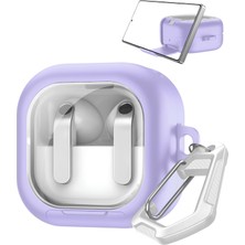 OEM [lilac-Frame] Samsung Galaxy Buds4 Pro/buds 4 Için Kılıf [fonksiyonel Stantlı Tasarım] Kulaklık Kılıfı [güvenlik Kilit Tasarımlı] Taşıma Askılı Tpu Koruyucu Samsung Buds 4 Pro Kılıf (Lila)
