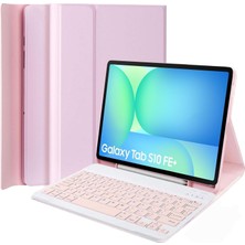 OEM Samsung Galaxy Tab S10 Fe+ Plus 13.1 Inç 2025 Model (SM-X620/X626) Ile Uyumlu Bluetooth Türkçe Q Klavyeli Kılıfı (Tablet Değildir) (Pembe)