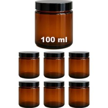 OEM 100 ml Cam Kavanoz Amber 100 cc Kozmetik Krem Kavanozu Siyah Kapaklı 6 Adet