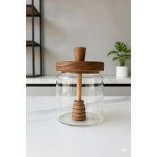 OEM Melora Akasya Kapaklı Borosilikat Cam Bal Kavanozu 450 ml