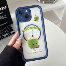 HONTINGA iPhone 13 Uyumlu Şeffaf Magsafe Wireless Köşe Düşüme Önleyici Basitlik Anti Düşme Kamera Korumali Sevimli Cevizi Deseni Silikon Telefon Kılıfı K7-0065