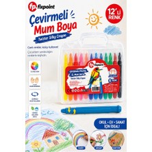 Artlantis Çevirmeli Jel Mum Boya 12 Renk 1 Adet Fixpoint Plastik Çantalı 12 Li Mum Boya Kalemi Silinebilir Zararsız Yıkanabilir