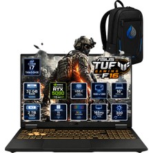 Asus Tuf Gaming F16 Intel Core I7-14650HX 32 GB Ddr5 2 Tb SSD Rtx 5060 8gb 16'' Wuxga 165Hz Windows 11 Gaming Laptop FX608JMR-RV078RNP11