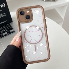 HONTINGA iPhone 13 Uyumlu Şeffaf Magsafe Wireless Köşe Düşüme Önleyici Basitlik Anti Düşme Kamera Korumali Sevimli Yıldız Deseni Silikon Telefon Kılıfı K7-0063