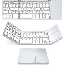 OEM Kablosuz Bt Klavye - Katlanır, Dokunmatik Yüzeyli, Taşınabilir Ultra Ince - Windows/android/ios Uyumlu - Gümüş