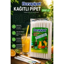 Bona 200'lü Kağıtlı Pipet Tek Kullanımlık Renkli Ebatlarda Parti Kutlama İçin