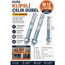 Kupa Klipsli Çelik Dübel M 12 x 110 mm (2 Adet-Gönderilir)