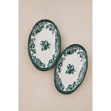 Porser Porselen Velour Green Fulya Kayık Tabak 22CM 2 Parça