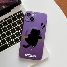HONTINGA iPhone 13 ile Uyumlu Kılıf Magsafe Wireless Düşüme Önleyici Basitlik Anti Düşme Kamera Korumali Kedi Desen Silikon Telefon Kılıfı Kadın ve Erkek Için Uygundur K7-1059