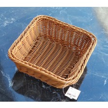 Ekmeklik Örgü Desenli Kahverengi Kare Plastik 19X19X7 cm