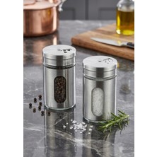Rossel Premium Metal Kaplamalı Cam Tuz-Biber-Baharat Kabı 2'li