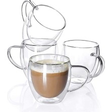 OEM 4 Adet 250 ml Çift Cidarlı Kahve Kupası Bardak