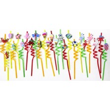 OEM Aksu Renkli Eğlence Pipetleri – 6’lı Karışık Paket (24 PIPET)(26CM)