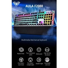 OEM Aula F2088 Mekanik Klavye Makro Tuşlu Rgb Oyun Klavyesi Mavi Switch Gökkuşağı Aydınlatmalı Siyah