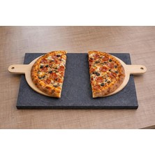 OEM Doğal Bazalt Taşı ve Pizza Küreği 2'li Pizza Yapım Seti (30X40X2 Cm)