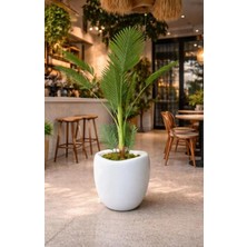 OEM Plastik Modern Saksı, Iç ve Dış Mekan, 42X45 Cm, Beyaz, Yuvarlak, 25.5 L