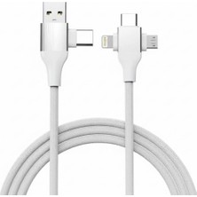 OEM USB Type-C 5'i 1 Arada Çoklu Hızlı Şarj Kablosu, Lightning ile Uyumlu, Micro USB Destekli, Taşınabilir (Beyaz)