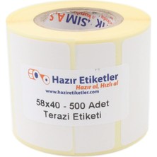 OEM Eko Termal Terazi Etiketi 58MM x 40MM Ruloda 500 Adet 40MM Kuka Çapında Direk Termal Transfer Etiketi