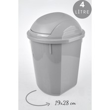 OEM Yuvarlak Çöp Kovası, Oynar Kapaklı Gri Çöp Kovası, Kapaklı Yuvarlak Çöp Kovası 4 Litre 19X28 cm Gri