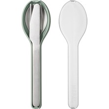 OEM - Çatal Bıçak Takımı 3 Parçalı Ellipse - Yolculuk Için Çatal Bıçak Seti - Bir Bıçak, Çatal ve Kaşıktan Oluşur - Seyahat Kılıflı Çatal Bıçak Takımı - Paslanmaz Çelik - Nordic Sage