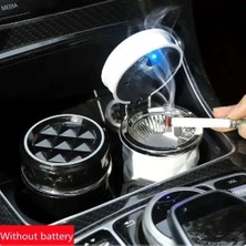OEM Kristal Pırlanta Taş Görünümlü Mavi LED Işıklı Lüx Oto Küllük Kapaklı Araç Içi Küllük (Siyah)