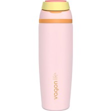 OEM 800 ml Tek Kapak Çift Kullanım Pipetli Rahat Içim Kulplu SUS304 Paslanmaz Çelik Termos -1107-800ML Pembe