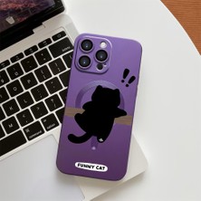 HONTINGA iPhone 14 Pro Max ile Uyumlu Kılıf Magsafe Wireless Düşüme Önleyici Basitlik Anti Düşme Kamera Korumali Kedi Desen Silikon Telefon Kılıfı Kadın ve Erkek Için Uygundur K7-1059