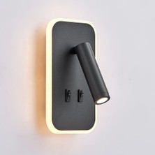 OEM Tuvalu Dekoratif Yatak Başı Lambası CATA13 Watt Gün Işığı Çift Kademeli Baş Ucu Kitap Okuma Lambası LED Aplik Gece Lambası Siyah