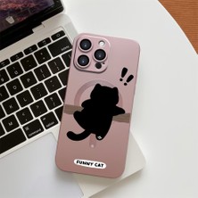 HONTINGA iPhone 14 Pro Max ile Uyumlu Kılıf Magsafe Wireless Düşüme Önleyici Basitlik Anti Düşme Kamera Korumali Kedi Desen Silikon Telefon Kılıfı Kadın ve Erkek Için Uygundur K7-1059