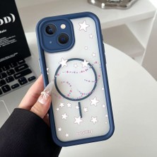 HONTINGA iPhone 14 Plus Uyumlu Şeffaf Magsafe Wireless Köşe Düşüme Önleyici Basitlik Anti Düşme Kamera Korumali Sevimli Yıldız Deseni Silikon Telefon Kılıfı K7-0063