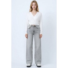Bacc Açık Gri Yüksek Bel 5 Cepli Baggy Jean