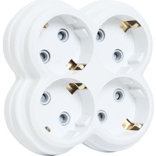 OEM 4lü Golyat Fiş, Dörtlü Topraklı Priz Çoklayıcı Fiş, Beyaz Renk, 16A 250 Volt, Max 3600 Watt