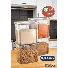 OEM 4lü Ekonomik 3,5 Litre Strip Mega Boy Un, Erzak, Bakliyat Saklama Kutusu Antrasit