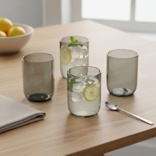 OEM 4'lü Füme Renkli Borosilikat Cam Bardak Seti - 290 ml Isıya Dayanıklı Gri Modern Su, Meşrubat ve Kahve Yanı Bardağı - Kurşunsuz Ekolojik (4 Adet)