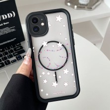 HONTINGA iPhone 11 Uyumlu Şeffaf Magsafe Wireless Köşe Düşüme Önleyici Basitlik Anti Düşme Kamera Korumali Sevimli Yıldız Deseni Silikon Telefon Kılıfı K7-0063