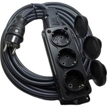 OEM Seyyar Uzatma Kablosu, 3 Priz, 30 Metre, 3x2.5mm Ttr, Siyah, Topraklı