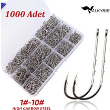 OEM 1000 Adet Olta Iğnesi Seti 1#-10# – Yüksek Karbon Çelik, Halkalı Göz, Keskin Uç Profesyonel Balıkçı Iğnesi