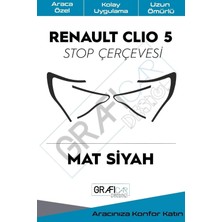 OEM Renault Clio ile Uyumlu 5 Stop Çerçevesi Sticker Kolay Uygulama Uzun Ömürlü, Mat Siyah