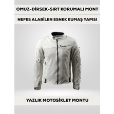 OEM Beyaz Yazlık Fileli Motosiklet Montu Ce Korumalı Nefes Alan Hafif Mont Beyaz L