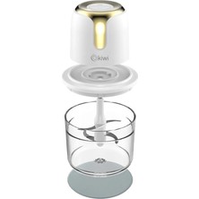OEM KC-8221 Kablosuz Şarjlı Gıda Doğrayıcı – 1.2l Cam Hazne, Paslanmaz Çelik Bıçaklı Mutfak Robotu Beyaz