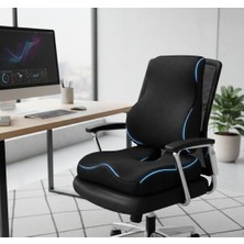 OEM Araç Ofis Koltuk Sırt Bel Destek Minderi ve Visco Oturma Minderi Seti, Siyah