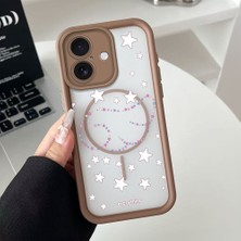 HONTINGA iPhone 16 Uyumlu Şeffaf Magsafe Wireless Köşe Düşüme Önleyici Basitlik Anti Düşme Kamera Korumali Sevimli Yıldız Deseni Silikon Telefon Kılıfı K7-0063