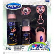Babytime Yenidoğan 5'li Cam Biberon ve Emzik Seti Pembe