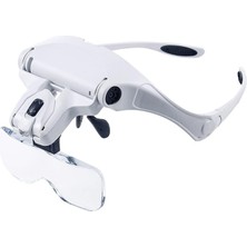 OEM Baş Üstü Büyüteç Işıklı Büyüteç Kafa Bandı Gözlükler Okuma Için 5 Değiştirilebilir Lens Yakından Çalışma Mücevher Büyüteci Saat Tamiri (1.0x, 1.5x, 2.0x, 2.5x, Beyaz