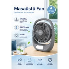 Merwish Masaüstü Vantilatör  3 Kademeli 1800MAH Şarjlı LED Işıklı Taşınabilir Ev Ofis Vantilatör