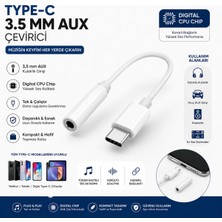 Concord Type C 3.5 mm Aux Kulaklık Dönüştürücü Çevirici Digital Cpu Chip Tüm Type C Cihazlarla Uyumlu