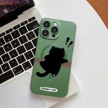 HONTINGA iPhone 14 Pro Max ile Uyumlu Kılıf Magsafe Wireless Düşüme Önleyici Basitlik Anti Düşme Kamera Korumali Kedi Desen Silikon Telefon Kılıfı Kadın ve Erkek Için Uygundur K7-1059