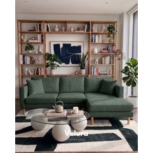 Velura Home & Living Armin Akıllı Köşe Koltuk Takımı & Modern Modüler Yataklı Köşe Takımı - Koyu Yeşil