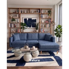 Velura Home & Living Armin Akıllı Köşe Koltuk Takımı & Modern Modüler Yataklı Köşe Takımı - Mavi V119